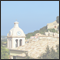 Medieval fortress and in the foreground the cityhall tower Capdepera, Mallorca, ESP